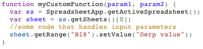 Screenshot of a custom JavaScript function